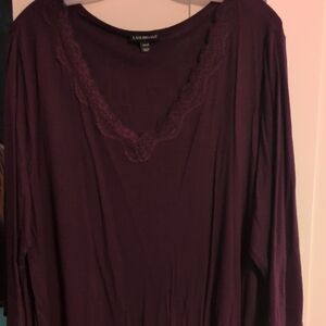 Lane Bryant Deep Purple V-Neck Top